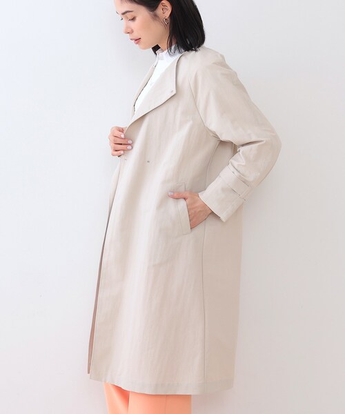 美品！クリーニング済み！大きいサイズ15号INDIVI ベージュ トレンチコート INDIVI トレンチコート コート 春SALE！「撥水／UVケア／軽量