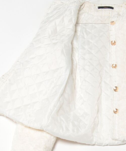 ジャケット ノーカラージャケット もこもこ ノーカラーフェイクファー