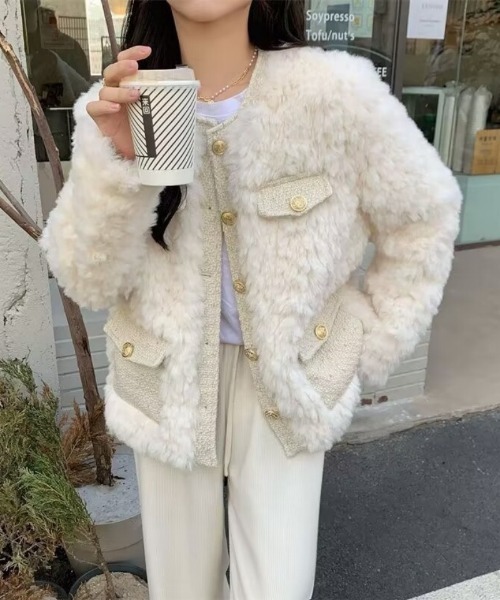 ファージャケット フェイクファー ノーカラー もこもこ 秋冬 楽天市場】 40代 フェイクファー ノーカラー ファージャケット