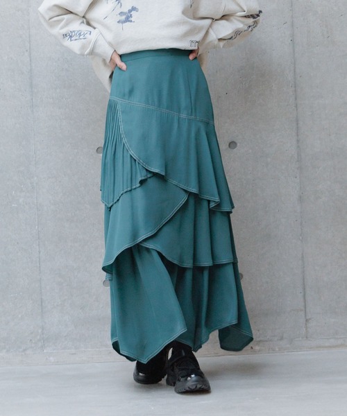 PAGEBOY（ページボーイ） スカート ステッチプリーツフリルスカート