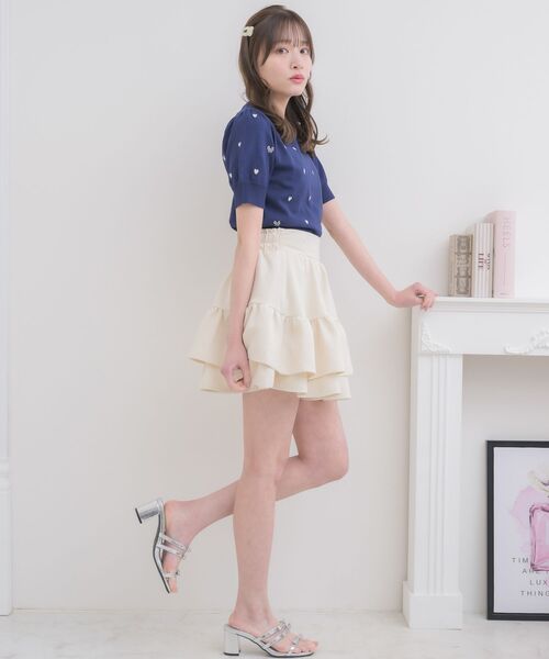 未使用アンドマリー　ライトブルー ハート型ポケット ミニスカート S Emsexcite（エムズエキサイト） スカート 「新色追加」ハイウエスト