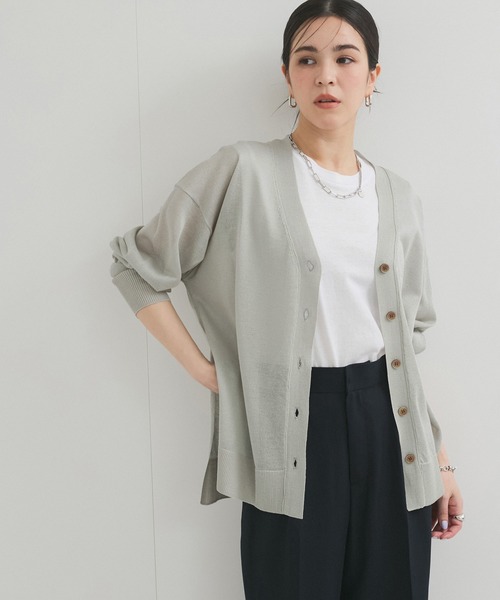 LE CERCLE par rope' カーディガン ワイドVネック シアーニット