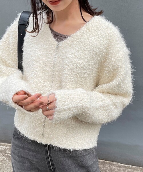 「fredy emue」 ニットカーディガン 38 オレンジ レディース_画像5