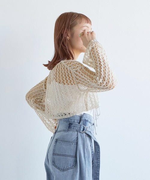 「w closet」 ニットカーディガン FREE ピンク レディース_画像3