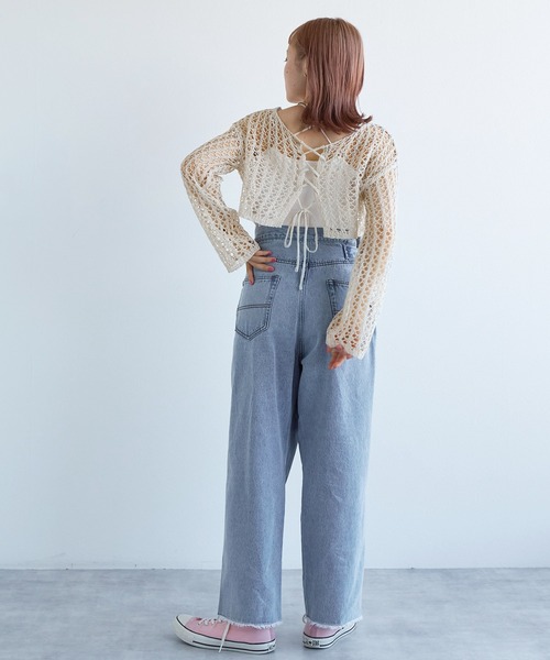 「w closet」 ニットカーディガン FREE ピンク レディース_画像9