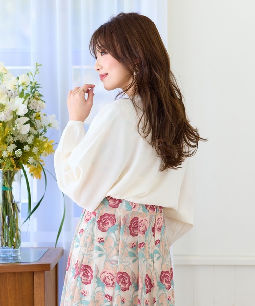 バラ色の暮し ボレロ レース 花柄 カーディガン 長袖 白 アイボリー 婦人服 バラ色の暮し ボレロ レース 花柄 カーディガン 長袖 白 アイボリー