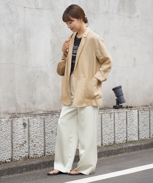 IENA スラックス パンツ ウォッシャブル サテン レディース