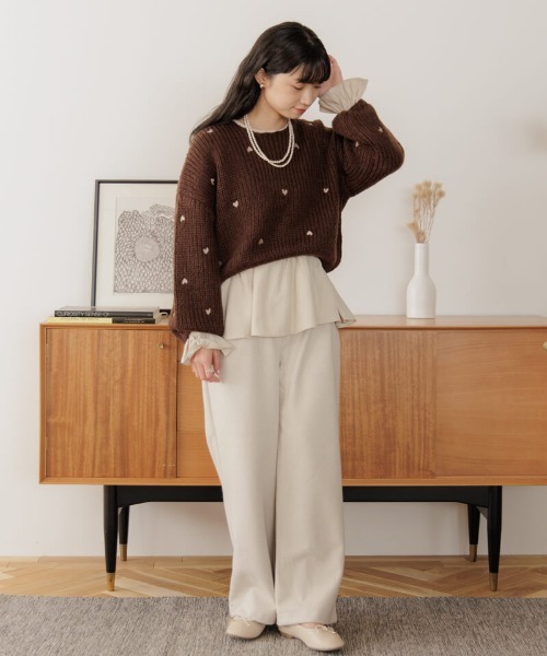 「flower」 長袖ニット FREE グレー レディース_画像5