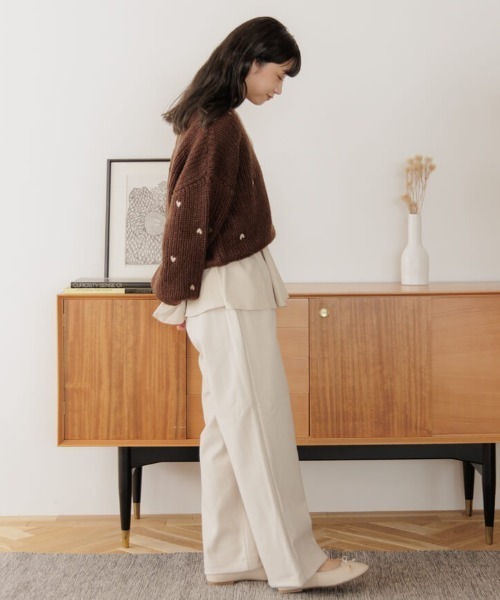 「flower」 長袖ニット FREE グレー レディース_画像7