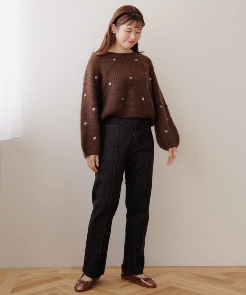 「flower」 長袖ニット FREE グレー レディース_画像8