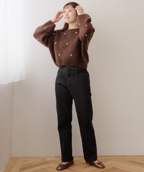 「flower」 長袖ニット FREE グレー レディース_画像9