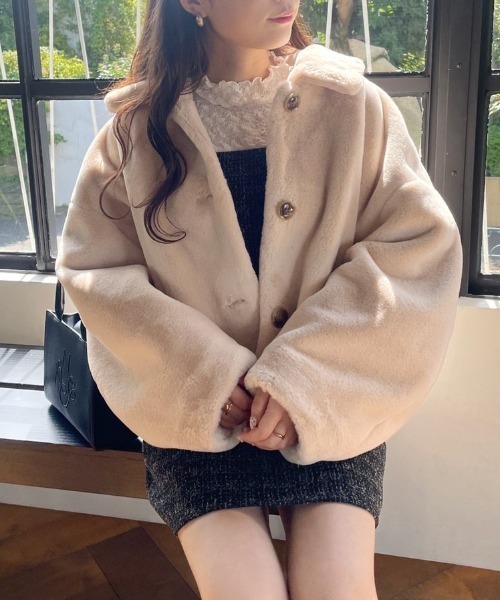 NICE CLAUP ファーコート 新作 ベージュ one after another NICE CLAUP 「one CLAUP」 ファーコート FREE