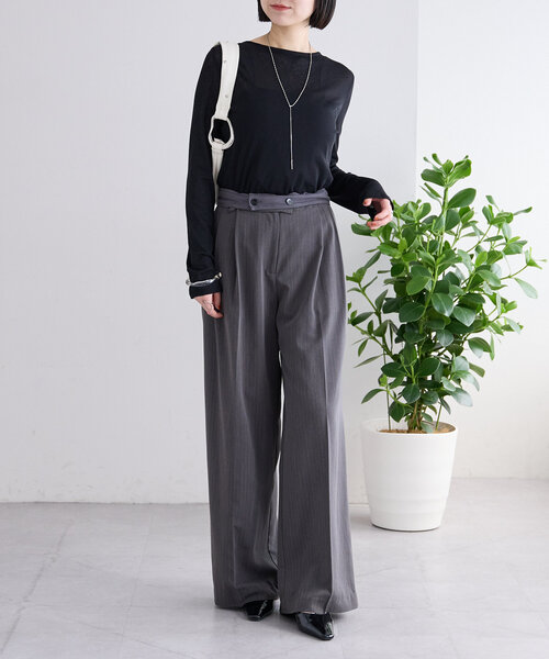 mystic（ミスティック） tシャツ シアーチョーカーリボンロンT