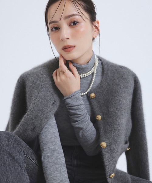 anuans（アニュアンス） ノーカラージャケット FREE キャメル