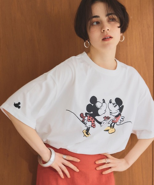ディズニー ミニー プリント 半袖Tシャツ Disney tシャツ 「Disney/ディズニー」ミッキー＆ミニープリント