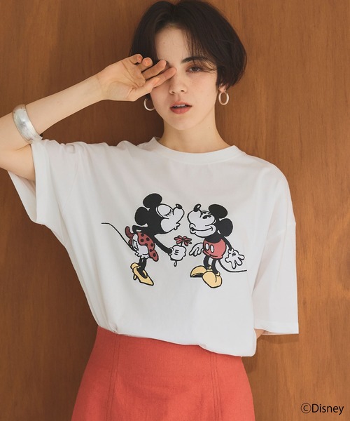 ディズニーグッズ　ミッキー&ミニー　プリントTシャツ　Mサイズ　新品未使用品 Disney tシャツ 「Disney/ディズニー」ミッキー＆ミニープリント