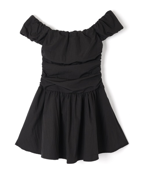 M DOLLY ワンピース cotton flare mini dress/オフショルダー
