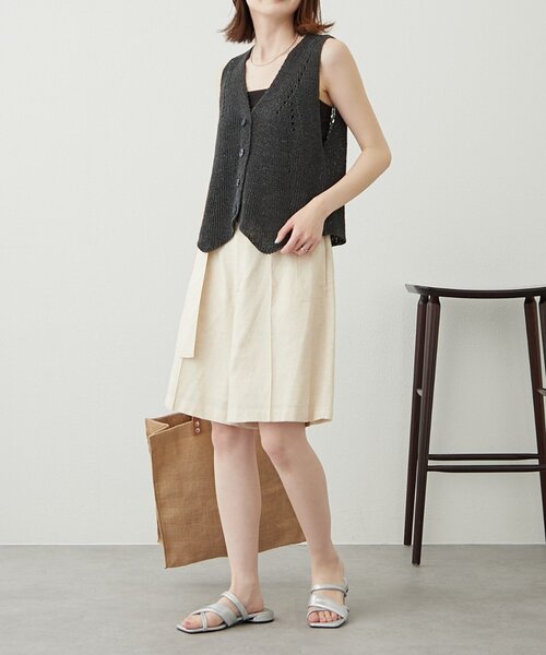 WILLOW ハーフパンツ ワイドパンツ パンツ 「willow」リネン混ベルト
