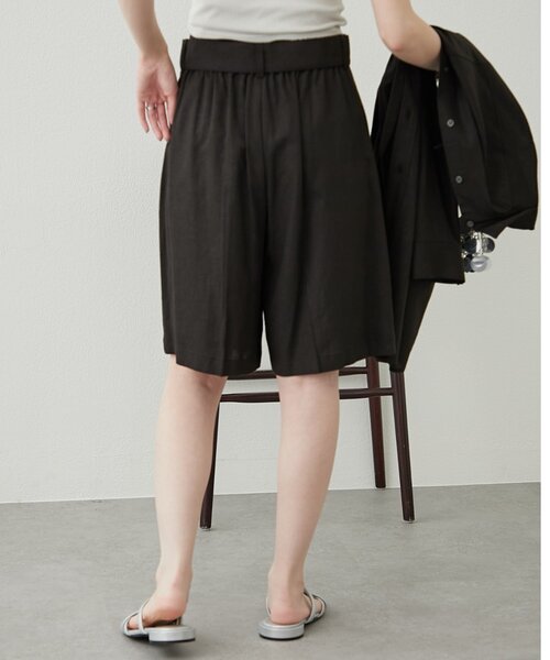 WILLOW ハーフパンツ ワイドパンツ パンツ 「willow」リネン混ベルト