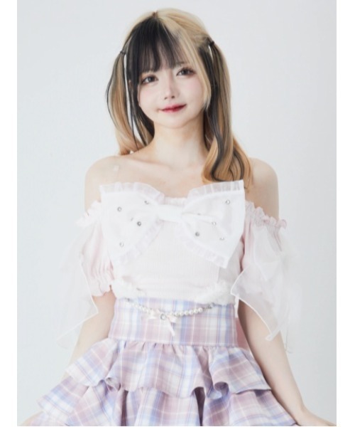 tシャツ オーガンジーおリボンTOPS レディース