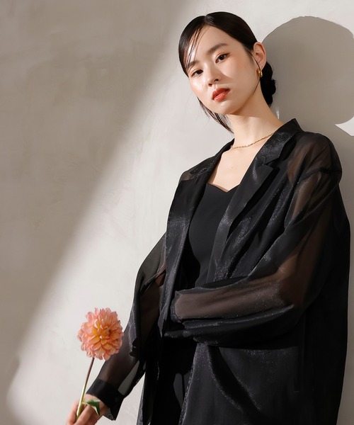 Kana ドレス 裾フリルキャミワンピース シアージャケット 2点セット Kana ドレス 裾フリルキャミワンピース シアージャケット 2点セット