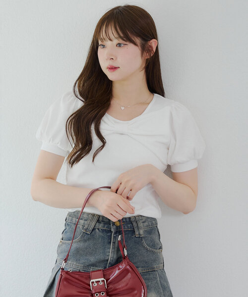continuer de NICE CLAUP tシャツ リボンTシャツ レディース