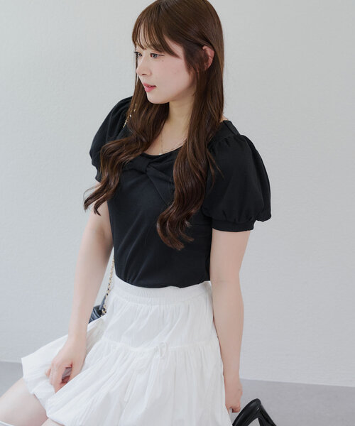 7ピ74◎continuer de NICE CLAUP◎Tシャツ◎レディース continuer de NICE CLAUP tシャツ リボンTシャツ レディース