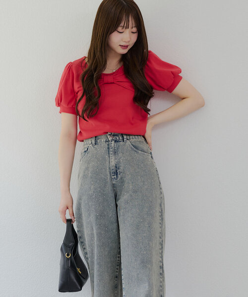 continuer de NICE CLAUP tシャツ リボンTシャツ レディース