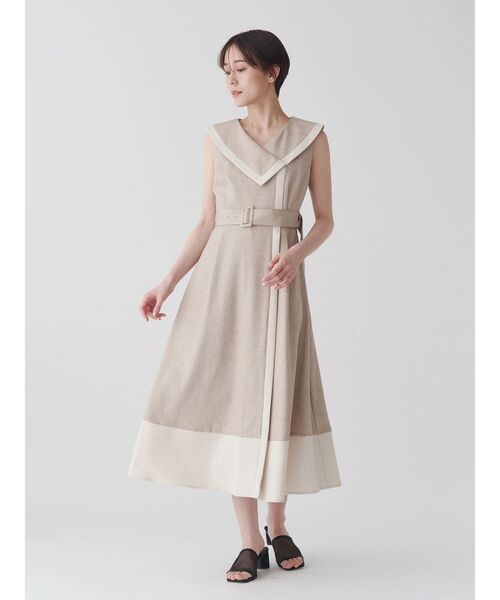 新品バイカラーセーラーセミフレアワンピース　トーナル TONAL ワンピース バイカラーセーラーセミフレアワンピース
