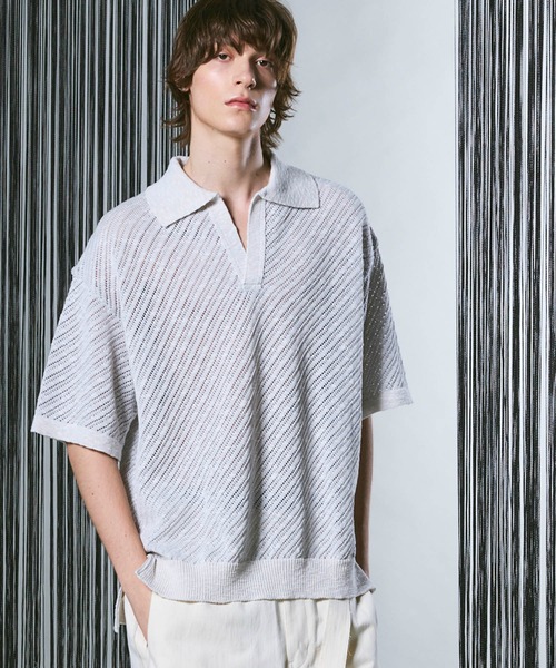 Maison Special半袖ニットポロシャツ MAISON SPECIAL 「MAISON SPECIAL」 半袖ニット 2 ブルー メンズ