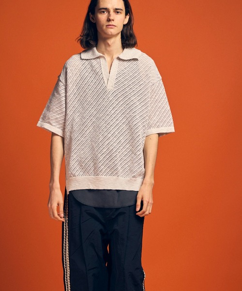 Maison Special半袖ニットポロシャツ MAISON SPECIAL 「MAISON SPECIAL」 半袖ニット 2 ブルー メンズ