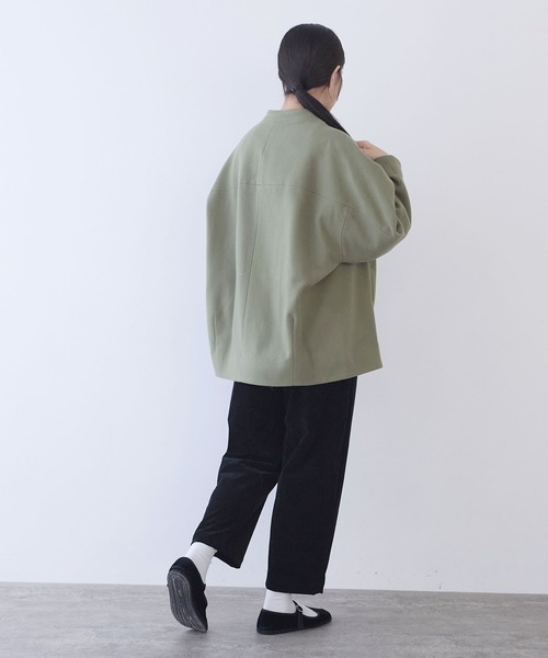 yuni ノーカラーコート コート ウールsuper100 middle length cocoon