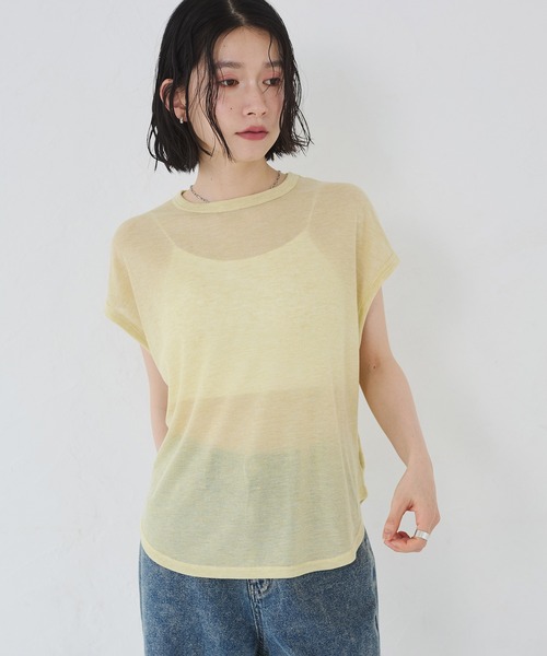 hunch tシャツ オーバーフレンチ シアーTシャツ レディース