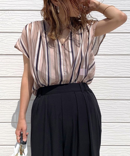 「Q」 半袖ブラウス MEDIUM ベージュ レディース