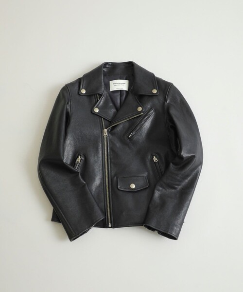 【シマ】beautiful people ブラックレザージャケット beautiful people（ビューティフルピープル） 革ジャン ライダース