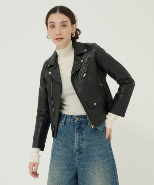 【シマ】beautiful people ブラックレザージャケット beautiful people（ビューティフルピープル） 革ジャン ライダース