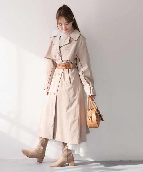 「one after another NICE CLAUP」 トレンチコート FREE ベージュ レディース_画像7