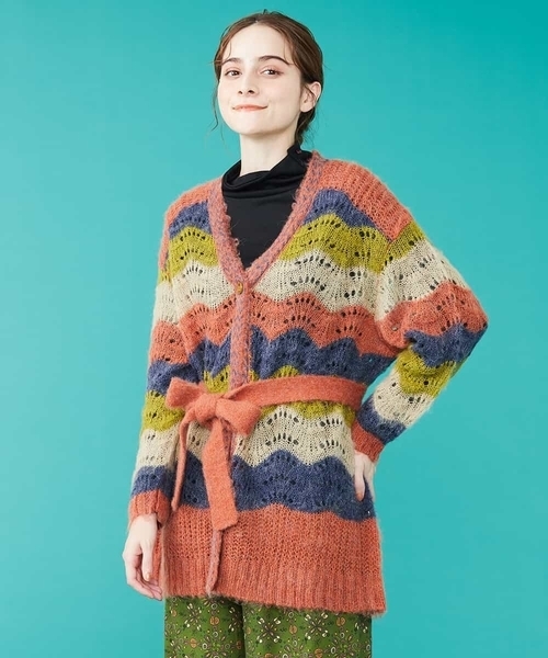 「Jocomomola」 ニットカーディガン 40 オレンジ レディース_画像9