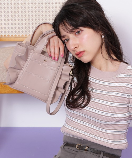 ☆JILLSTUART☆ ロゴ レザー ミニ トートバッグ JILL by STUART トートバッグ 「フリルトートミニ」フェイク