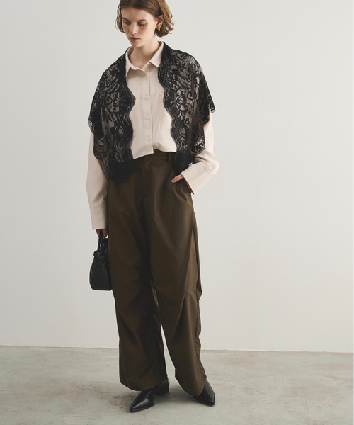 KAZU 他の方はお控え下さい LOSCa スラックス パンツ サイドタックワイドパンツ レディース