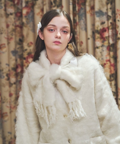 Lovilyn カーディガン マフラー付きシャギーカーディガン レディース