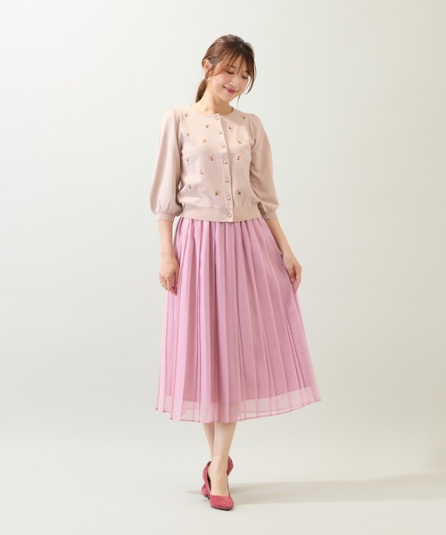 Rose Tiara（ローズティアラ） カーディガン 「手洗いOK」つぼみ刺繍