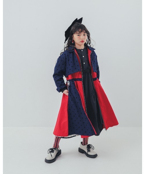 ワンピース フロッキードットzipperジャケットワンピース キッズ 子供服 女の子 | unica | 05