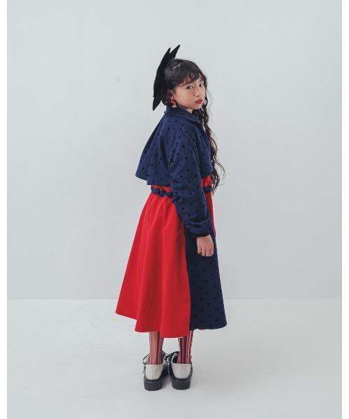ワンピース フロッキードットzipperジャケットワンピース キッズ 子供服 女の子 | unica | 08