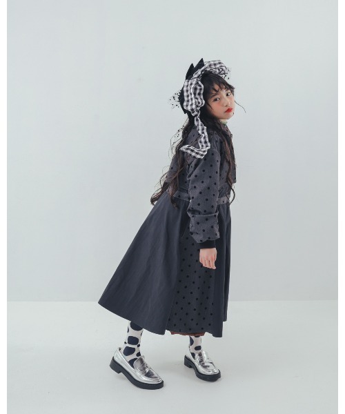 ワンピース フロッキードットzipperジャケットワンピース キッズ 子供服 女の子 | unica | 10