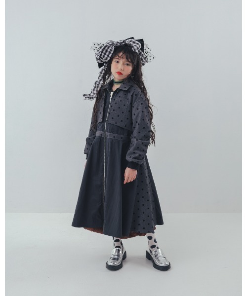ワンピース フロッキードットzipperジャケットワンピース キッズ 子供服 女の子 | unica | 11