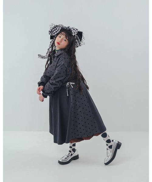 ワンピース フロッキードットzipperジャケットワンピース キッズ 子供服 女の子 | unica | 12
