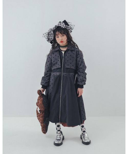 ワンピース フロッキードットzipperジャケットワンピース キッズ 子供服 女の子 | unica | 13