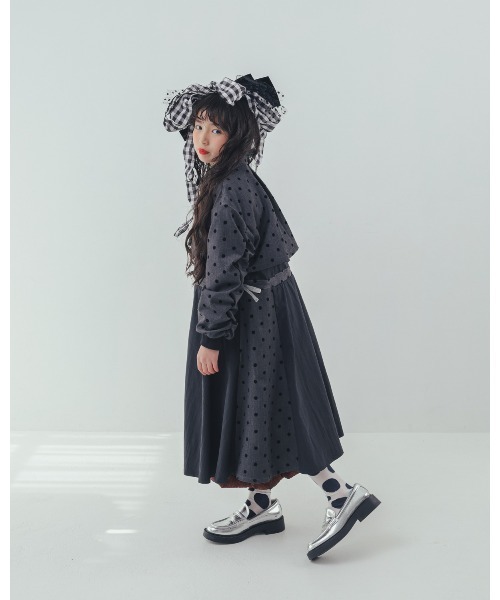 ワンピース フロッキードットzipperジャケットワンピース キッズ 子供服 女の子 | unica | 17