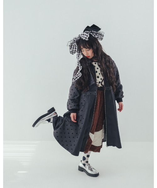 ワンピース フロッキードットzipperジャケットワンピース キッズ 子供服 女の子 | unica | 18